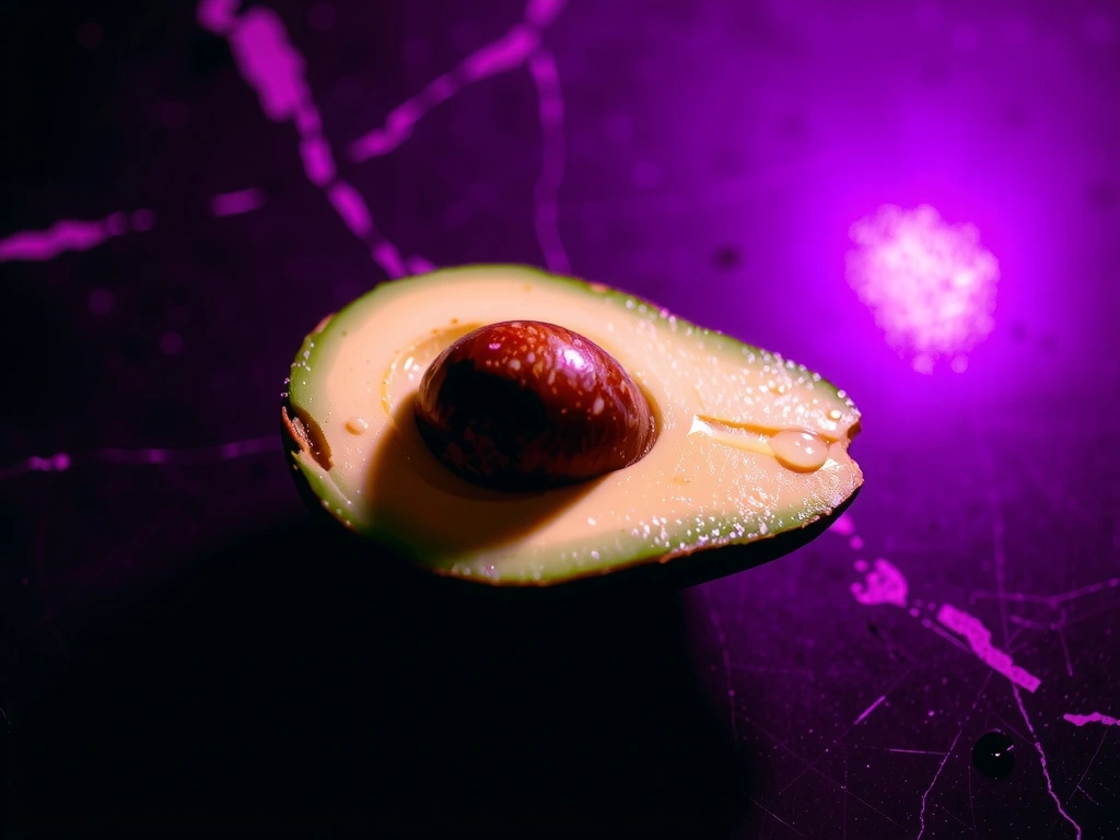 Avocado in neon lighting